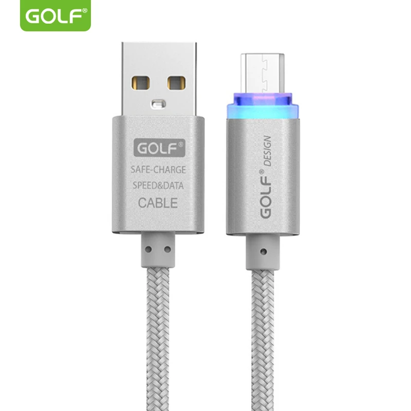 GOLF Smart Светодиодный Micro USB кабель для зарядки и передачи данных для huawei mate 8 Honor 6 Android телефон зарядное устройство плетеный кабель для samsung S7 LG V10 - Цвет: Silver