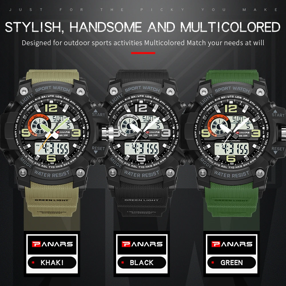 Panars Camouflage Military Watch Digital Man Watch Fitnes Waterproof Outdoor Sport Watch with Compass Relogio masculino digital