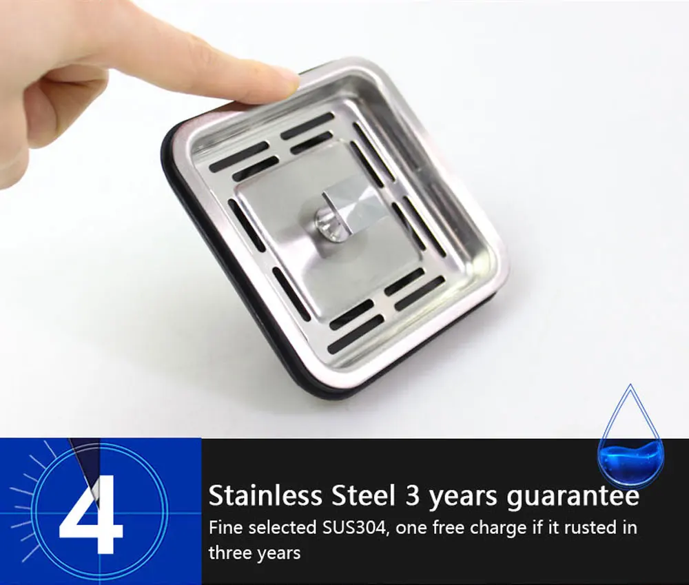 Talea Stainless Steel Square Sink Strainer Plug Kitchen Sink Drain Mesh
