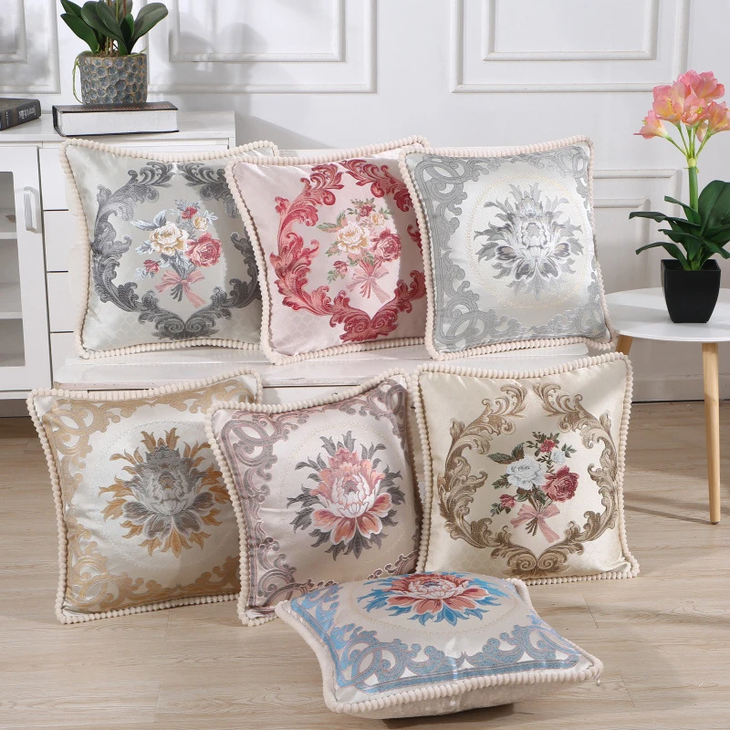 

58*58cm Flower Satin Pillowcase European Embroidery jacquard Pillow Cases