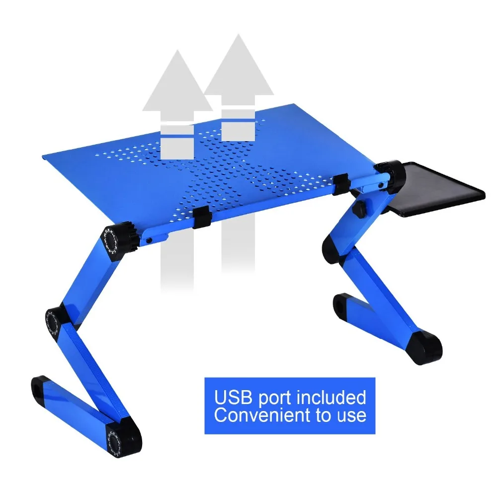 Portable Mobile Laptop Standing Desk For Bed Sofa Laptop Folding Table Notebook Desk With Mouse Pad & Cooling Fan For Office