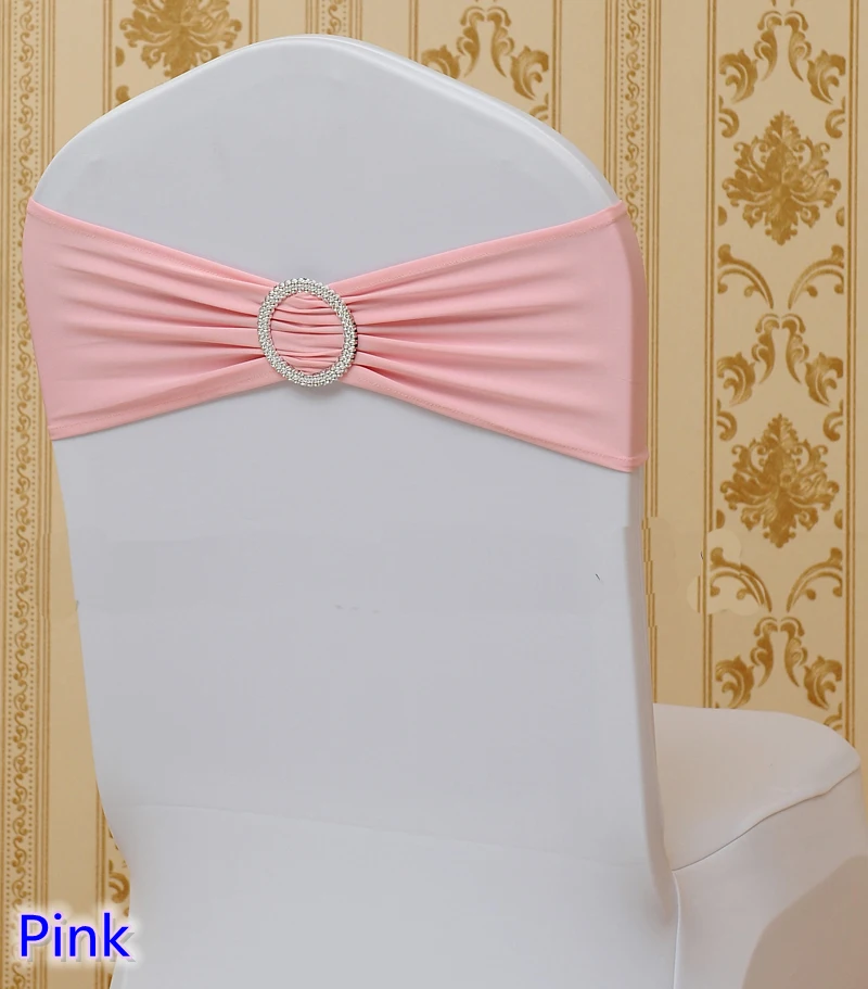 Розовый цвет распродажа стулья створки с круглой пряжки для стульев спандекс группа лайкра створки галстук-бабочка Свадебные украшения