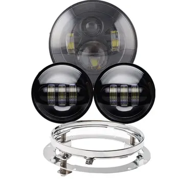 

for Harley Moto Motos 7" LED Headlight with 4.5 " inch Led Fog Light for Harley Davidson Motorcycle with 7" Bracket Adapter Ring