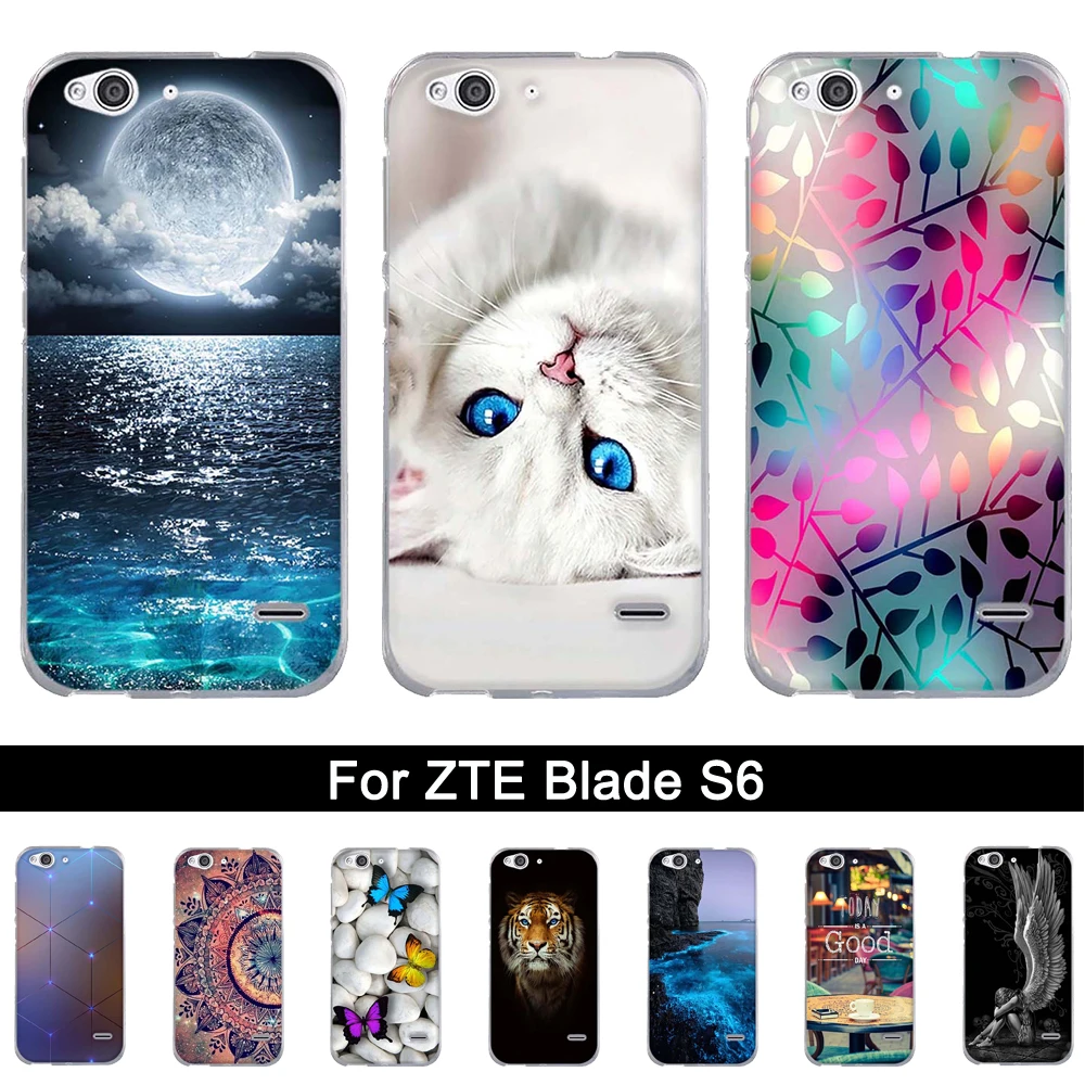 Soft Silicone Case Cover for ZTE Blade S6 S 6 TPU Print Pattern Back Phone Cover Case for ZTE Blade s6 s 6 Protector Shells Bags