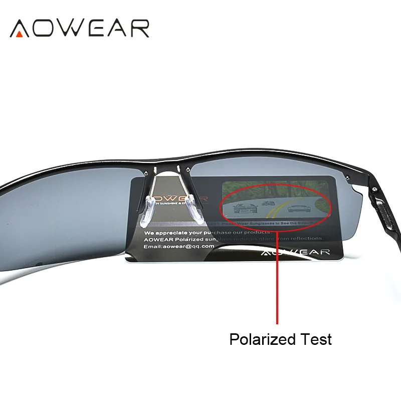 AOWEAR Мужские поляризационные солнцезащитные очки Мужские Оригинальные алюминиевые зеркальные безободковые солнцезащитные очки мужские спортивные уличные очки для вождения Gafas