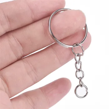 

Polished Color 25mm Keyring Keychain Split Ring with Short Chain Key Rings Women Men DIY Key Chains Accessories 50pcs