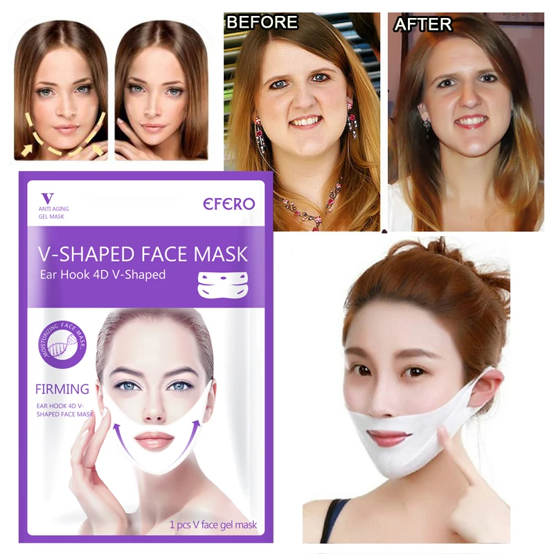 3Pcs Double V Face Lifting Mask Beauty Lifting Slimming Face Gel Mask