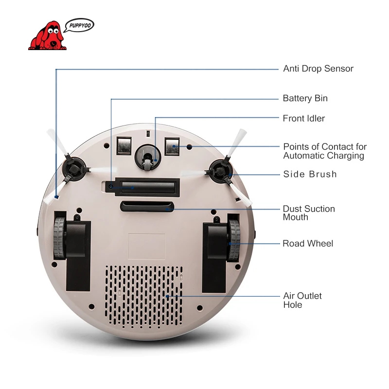PUPPYOO Multi functional Интеллектуальный робот пылесос самозарядка бытовая техника