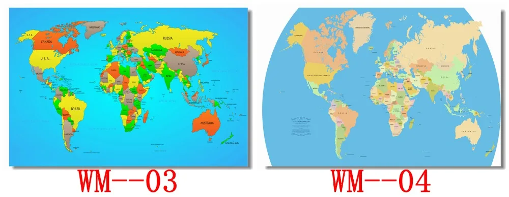 Пользовательские холст Наклейки на стены Карта мира Плакат карта мира наклейки на стену для офиса Фреска карта мира обои украшения спальни#0620