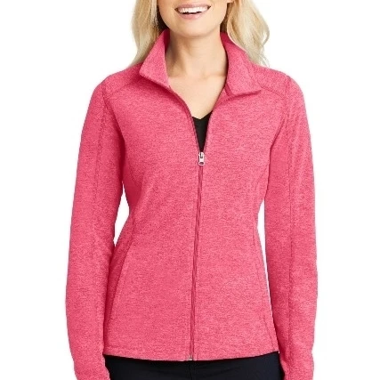 Port Authority L235 Ladies Heather Microfleece Full-Zip Jacket Pink Raspberry Heather - Extra Small (1)