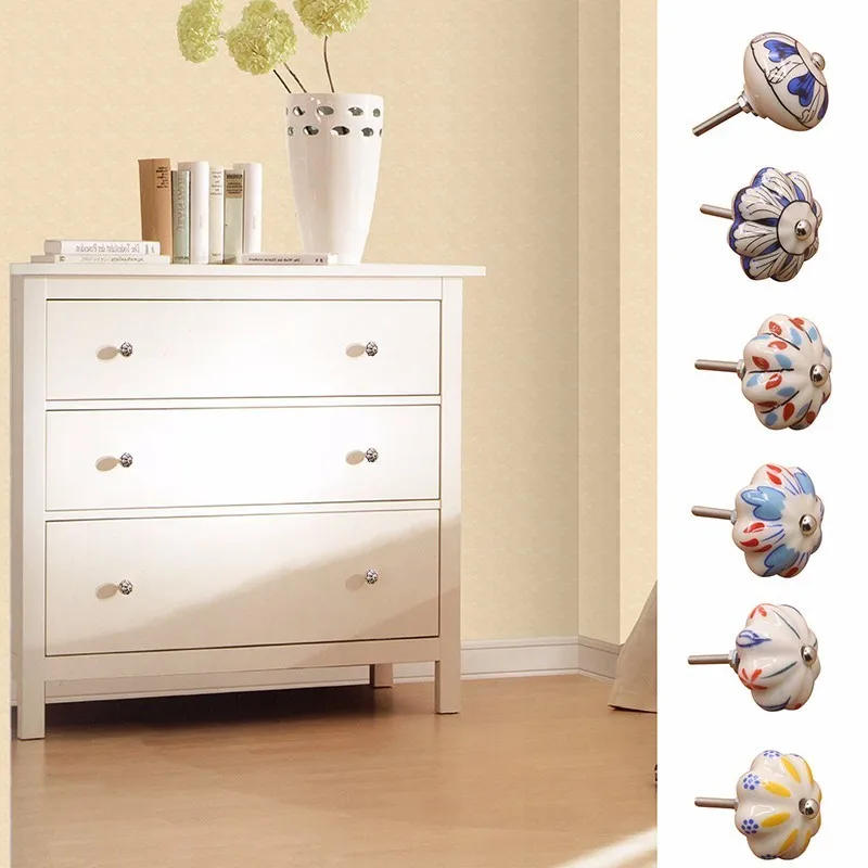 Us 1 99 26 Off 44mm Hand Painted Ceramic Handle Bedroom Cupboard Cabinet Knobs Door Drawer Furniture Box Handle Pulls Home Decoration 1 Piece In
