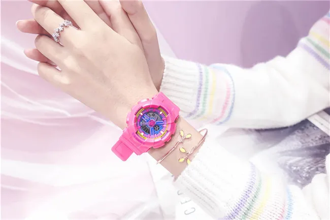 Новые многофункциональные электронные спортивные часы женские водонепроницаемые силиконовые студенческие наручные часы с большим циферблатом подарок Montre Femme