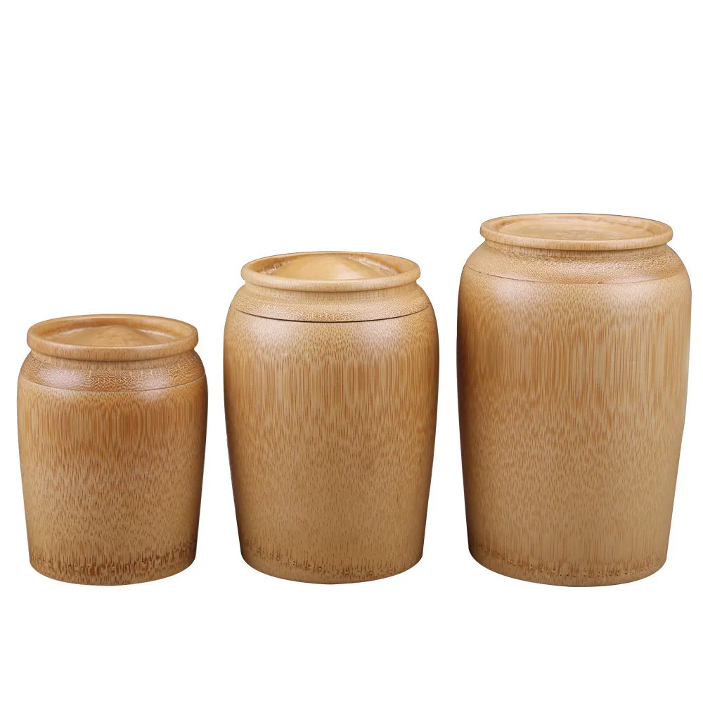 Buy 3 SIZE Bamboo Storage Box Containers Jars With Lid