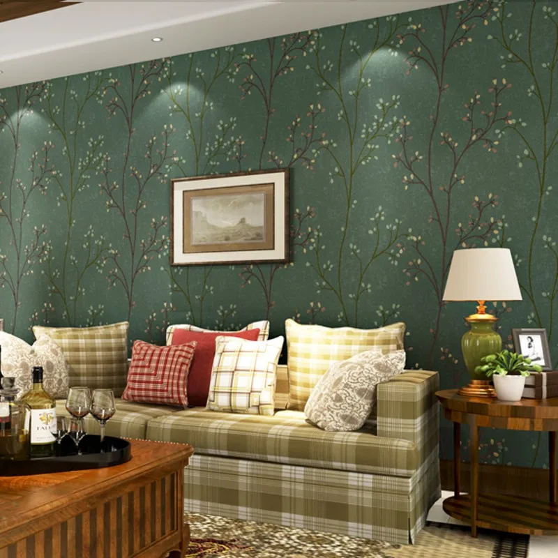 Wallpaper 3d mural TV backdrop Photography modern living room green small tree branches hotel Restaurant wall painting mural
