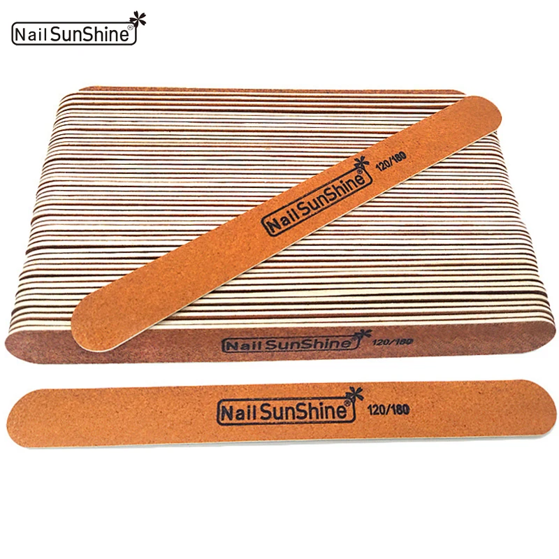 

50pcs Brown Wood Nail File Buffer Polishing Block Wooden Sandpaper Sanding Files 120/180Grit Nail Art Tool Straight Thick Stick
