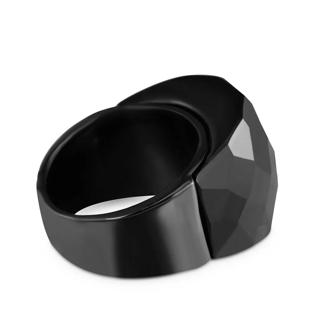 ZMZY новые модные черные Большие кольца для женщин Свадебные ювелирные изделия кольцо с большим кристаллом 316L нержавеющая сталь Anillos