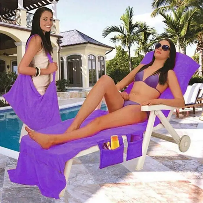 Микрофибра Sunbath кресло для отдыха покрытие пляжное полотенце быстросохнущее с карманами для праздников загара C55K распродажа