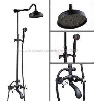 

Oil Rubbed Bronze Bathroom Shower Faucet Set Wall Mount Rain w/Hand Shower Tap Khg613