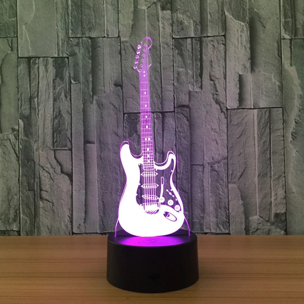 

N614 3D Guitar Action figure Model Style LED lamp 7 Color Changing Atmosphere Bedroom Lamp Home Table Decor lamp
