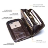 Contact's Cow Leather Men Casual Clutch Wallet Card Holder Zipper Purse With Passport Holder Phone Case For Male Long Wallet 3