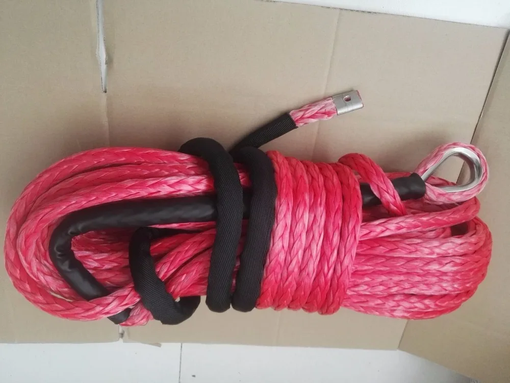 الشحن مجانا الأحمر 16 ملليمتر * 28 متر الاصطناعية ونش حبل atv ونش كابل ، كيفلر حبل ، سحب الحبال ل الطرق الوعرة