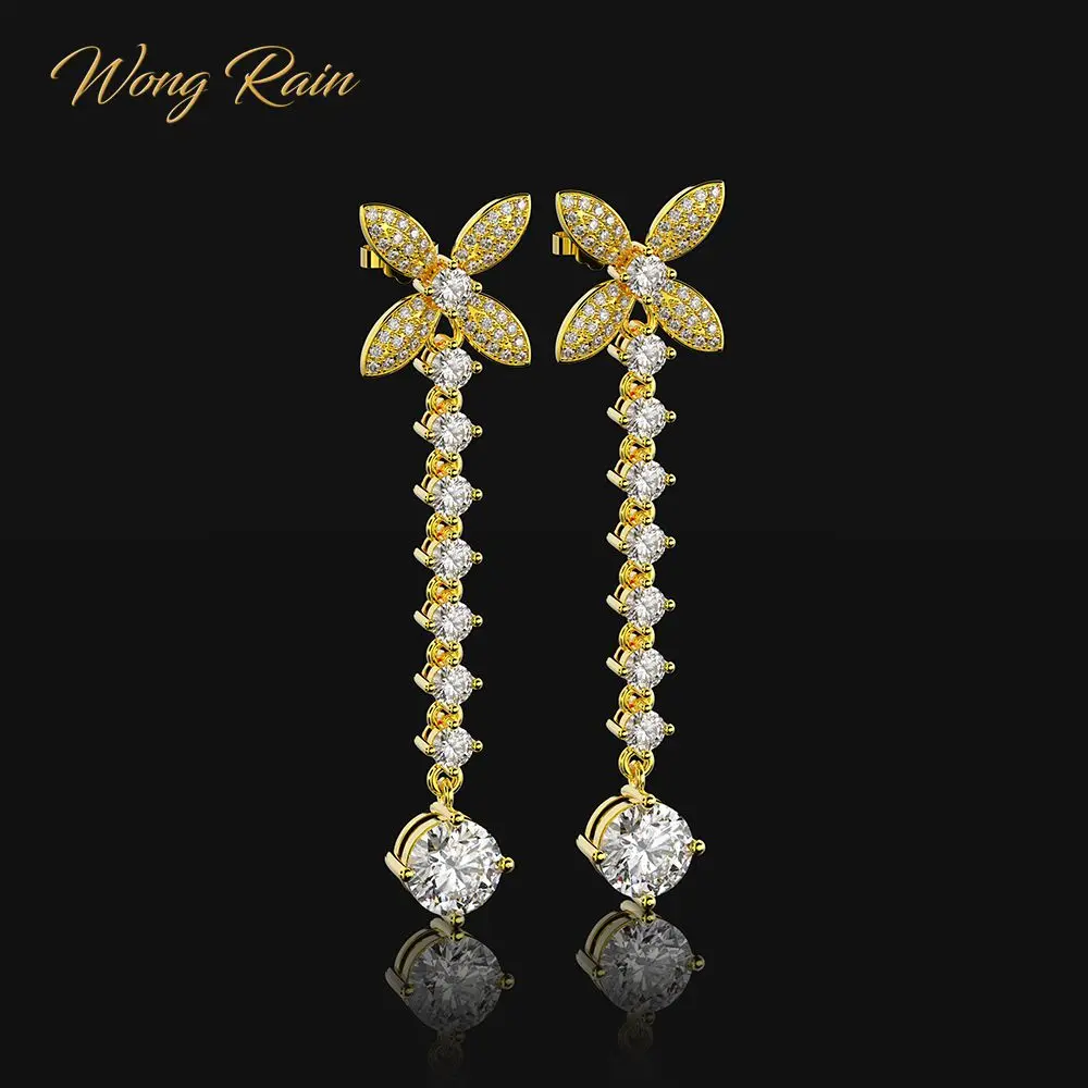Серьги Wong Rain из стерлингового серебра 925 пробы с белым топазом Висячие камнями