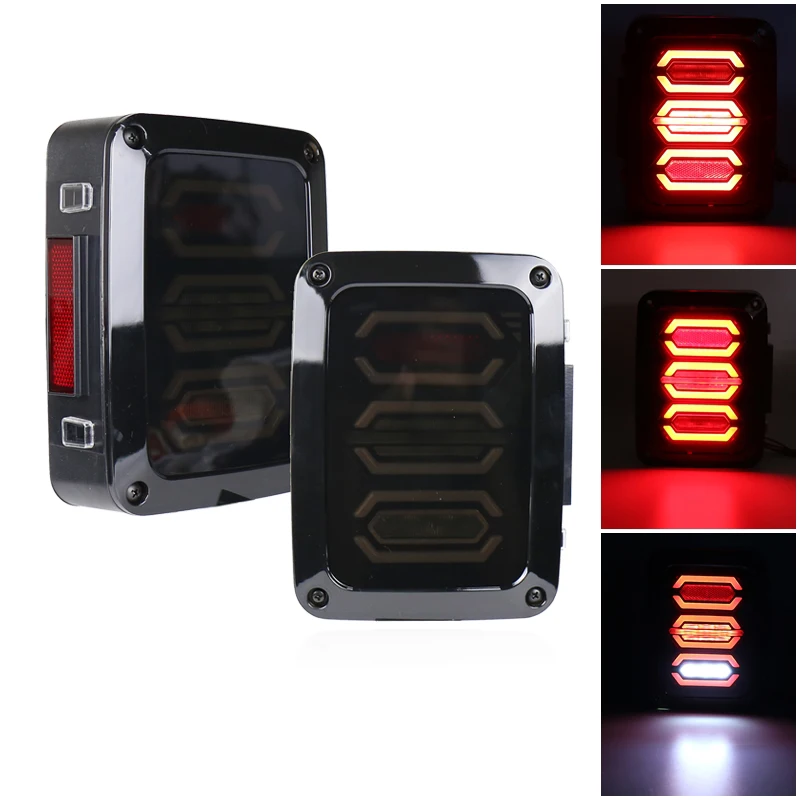 2x New Diamond Smoke Tinted Led Tail Light Assembly For Jeep Wrangler