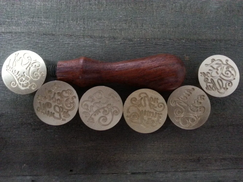 

6 pieces wax seals copper head stamps(Thank you, miss you, my friend, good luck, for you, love) , with one wood handle