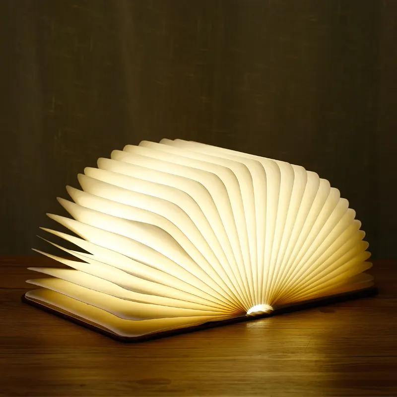 Настольная лампа, перезаряжаемая через USB, светодиодный, магнитный, складной, Ночной светильник, в форме книги из кожи, настольная лампа для домашнего декора, Прямая поставка