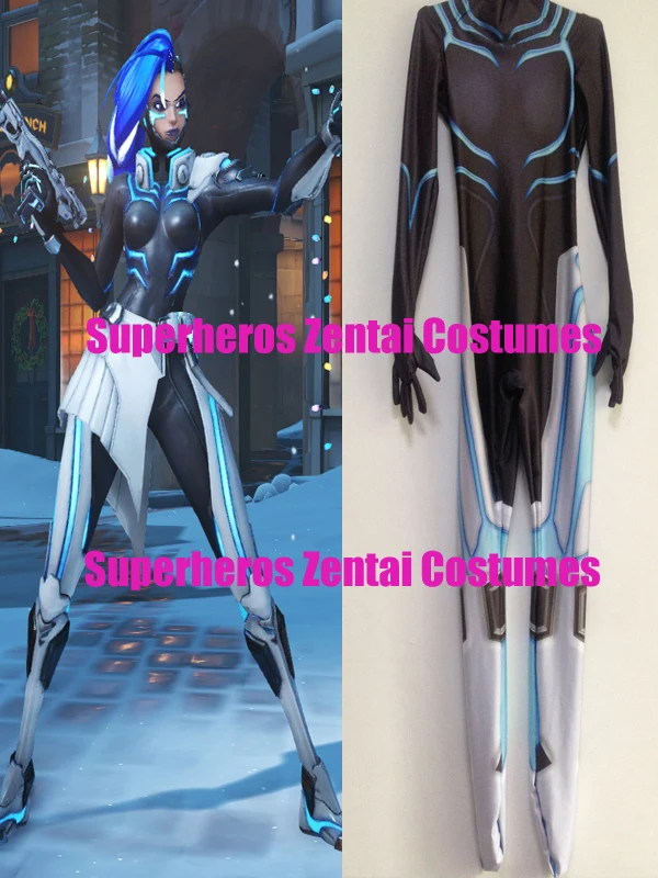Костюм для косплея Cyberspace Sombra Skin объемный принт художественный костюм Сомбра D.va