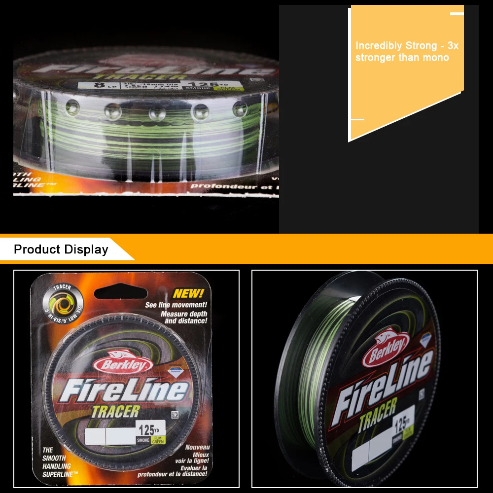 Berkley Fireline BFLFS-TR Tracer плетеная бисерная нить 6lb 10lb 14lb 20lb 30lb PE рыболовная леска 114 м с пластиковой коробкой