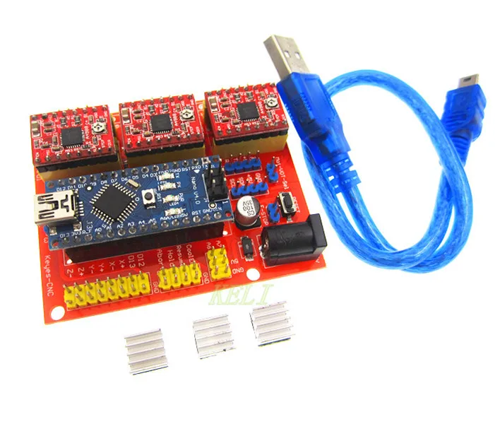 

1SET 3DV4 CNC Shield V4 + Nano 3.0 + 3pcs A4988 Reprap Stepper Drivers Set