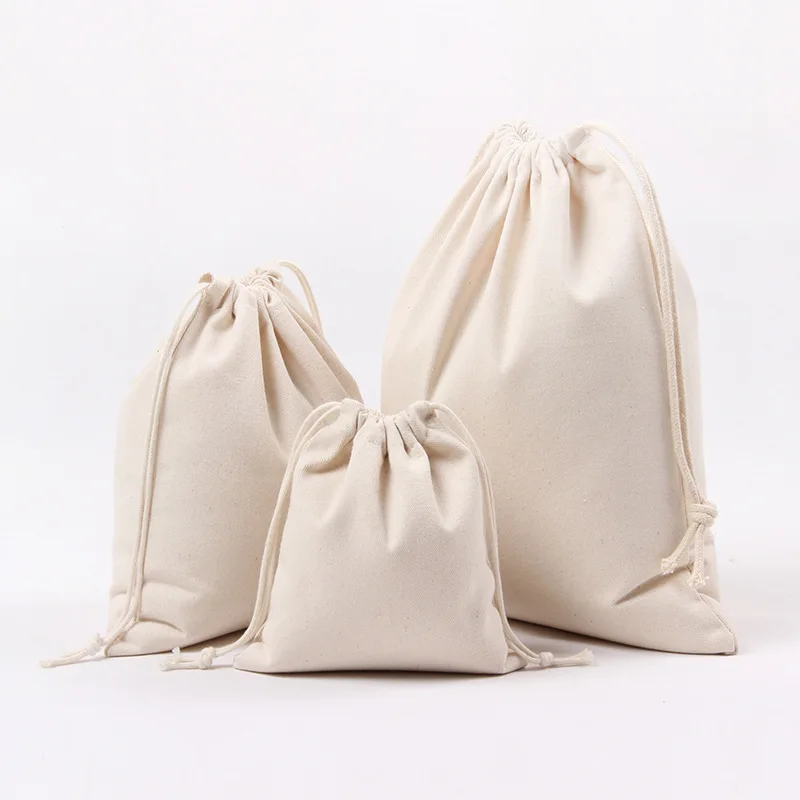 

Reusable canvas Drawstring Shopping Bag Women Men Travel Shopper Tote Storage Bag