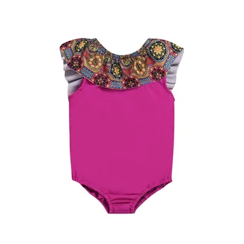 

Bohemia 2019 New Summer Children Kids Girls Sleeveless Ruffle Print Bikini Beach One Piece Swimsuit Beachwear Romper Clothes P40