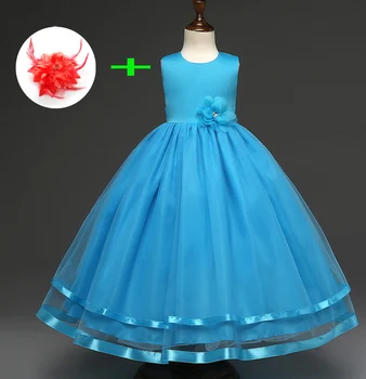 

White blue pink princess birthday ball gown wedding dresses children turquoise kids dress children party dresses for girls