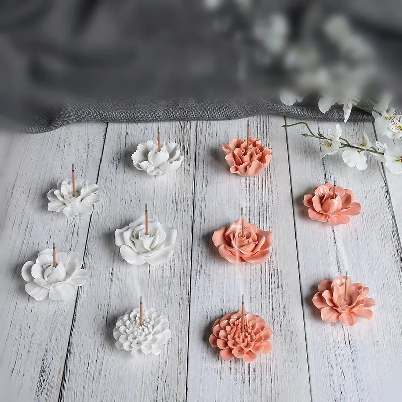 Fashion Creative Ceramic Fl Incense Holder Fashion Creative Ceramic Fl Incense Holder Ornaments Candles Candlesticks Accessories Home Decor In Candle From