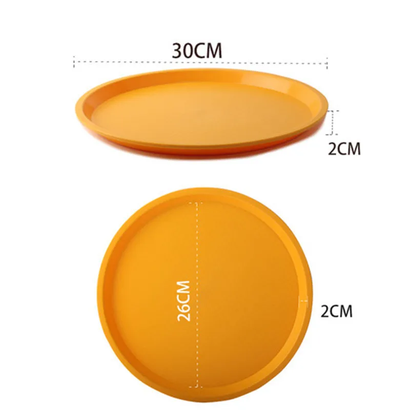 Нескользящий пластиковый круглый черный коричневый зеленый желтый цвет Фруктовая тарелка чай фаст-фуд поднос детский сад отель посуда поднос - Цвет: Yellow 30cm