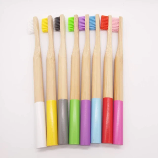 4 PCS Bamboo Toothbrush Natural Eco-friendly Material Small Head Round Bamboo Hard Bristles wooden tooth brush oral care 4