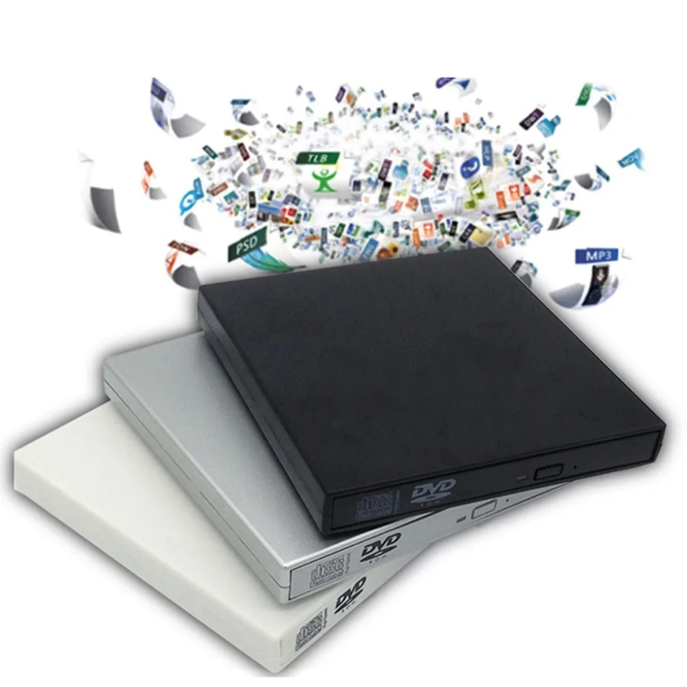 USB 2.0 External DVD Combo CD-RW Burner Drive CD DVD ROM For PC Computer Laptop Mobile External Drive Drop Shipping Ultra-thin