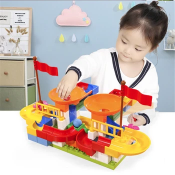 

42pcs/set track slide children's building blocks assembling large particle compatible duploInglys toys