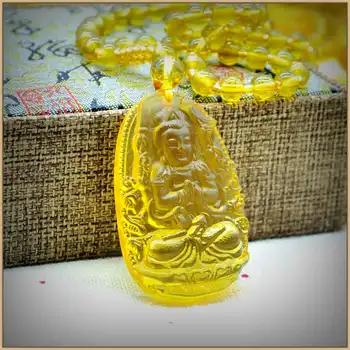 

Obsidian Yellow Crystal Buddha Topaz Stone Patron Saint Topaz Necklace Citrine Charm Perles Charoite Jade Fine Jewelry Woman Man