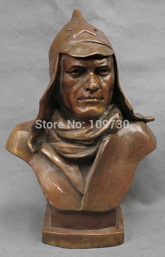 

002893 12" Chinese Copper Bronze Soviet Union Red Army Pavel Korchagin Statue