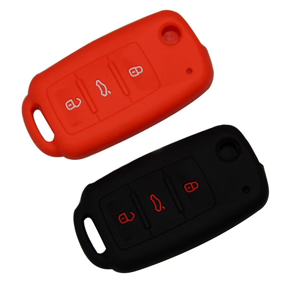 Silicone Rubber Car Key Cover Case For VW POLO Tiguan Passat B5 B6 B7 Golf 2017 3 Buttons Silica Gel Skin Protector Car-stying (4)