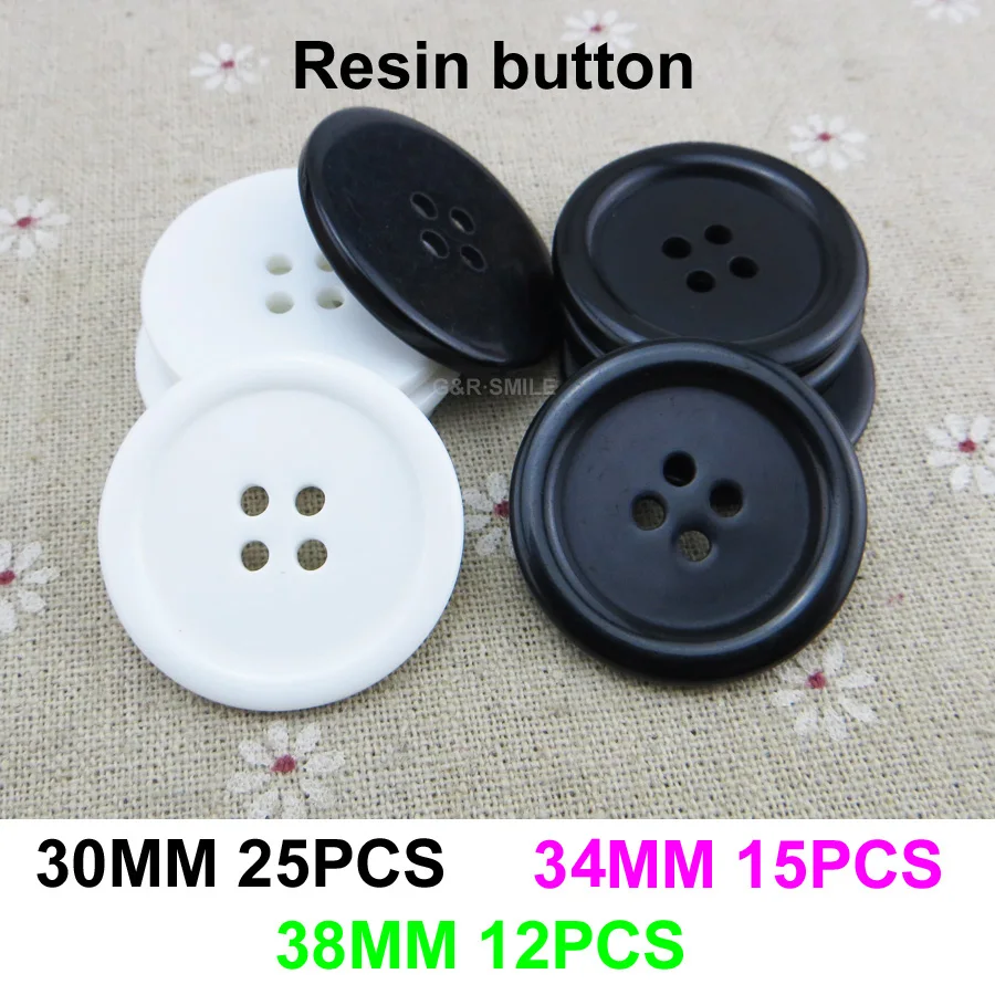 

30MM 35MM 38mm HIGH CLASS Dyed RESIN SWEATER black buttons coat boots sewing clothes garment white button R-324