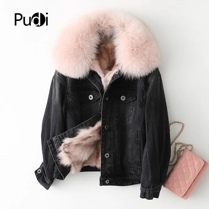 

PUDI A68654-5 women's winter warm cotton parka coat with real fox fur collar coat lady coat jacket overcoat