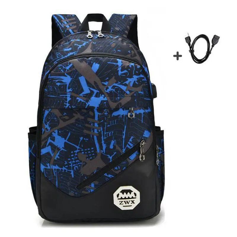 3 шт./компл. камуфляжная детская школьная сумка для школьный рюкзак для мальчиков для подростков grls школьные сумки детские рюкзаки, школьный рюкзак - Цвет: blue  0037