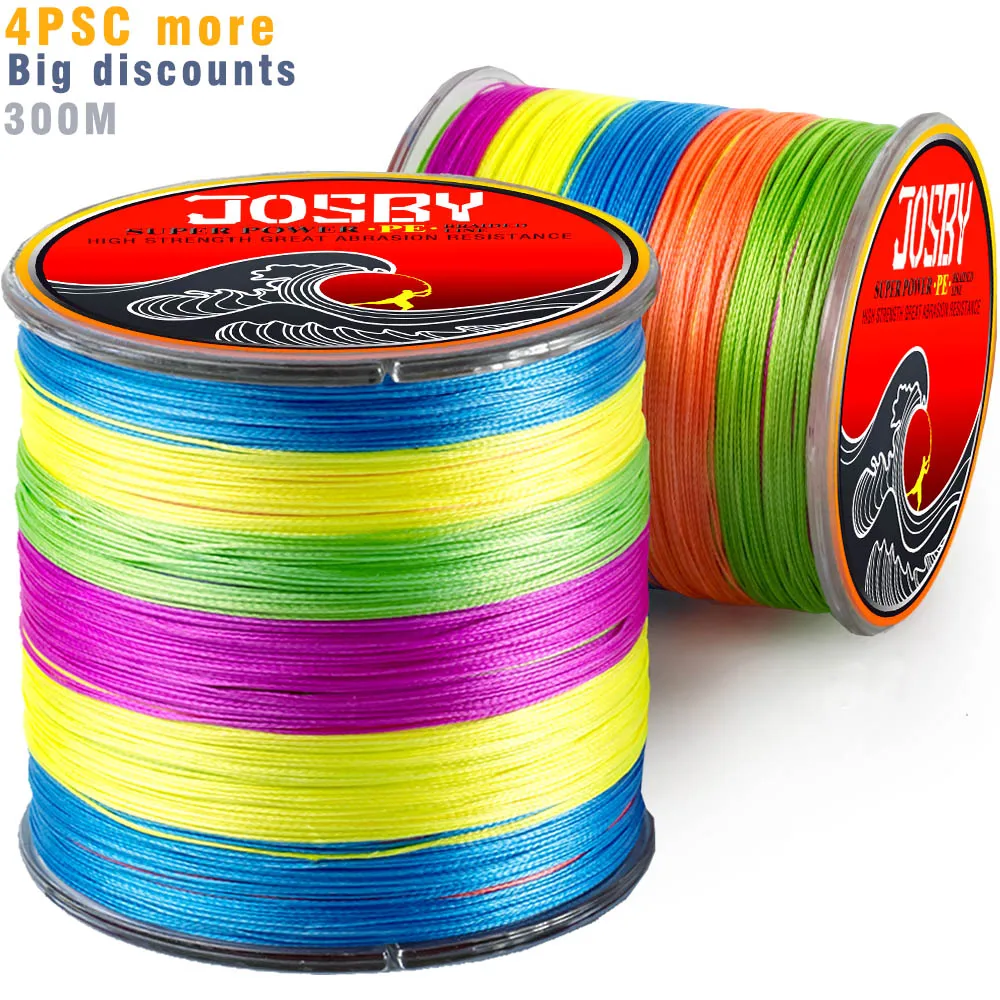 

JOSBY 6psc 300M 4 Strands 8 Strands Braided Fishing Line Multifilament PE Fishing Cord 12LB-80LB Strong Japan Technology