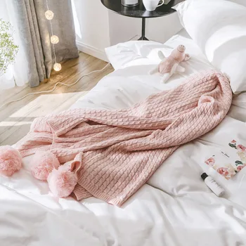 

Bed Blanket Sofa Slipcover pink knit throws cotton microfiber decorative for Sofa/Bed/Plane/office travel winter knitted blanket