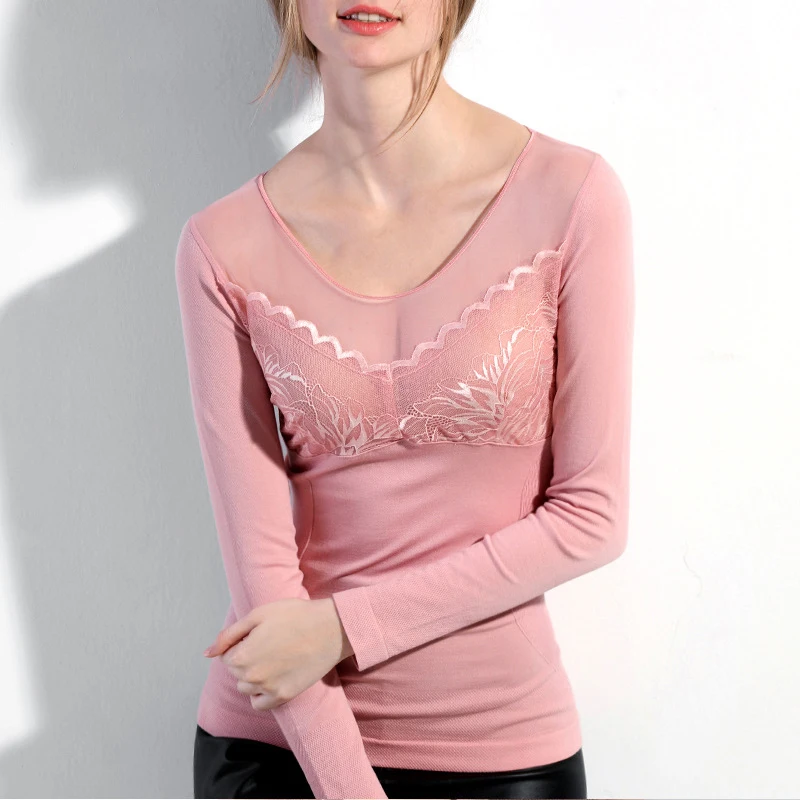 

Winter Thermal Underwear Women Quick Dry Anti-microbial Stretch Plus Velvet Lingerie V-neck Female Warm Long Johns Intimates #F