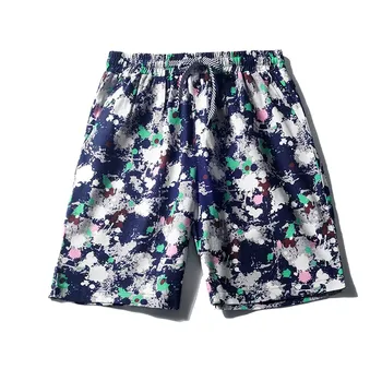 

Men's Summer Casual Cotton Linen Loose Shorts Sports Mid White Printed Beach Shorts Straight Pants Trousers Plus Size L413A